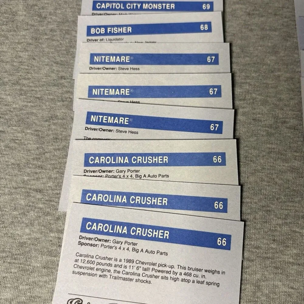 1990 Classic Monster Truck Cards Lot of 137 with Grave Digger Carolina Crusher‎